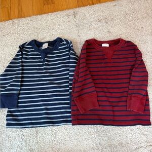 Hanna Andersson Kids Long Sleeve Striped Tees - Navy and Red